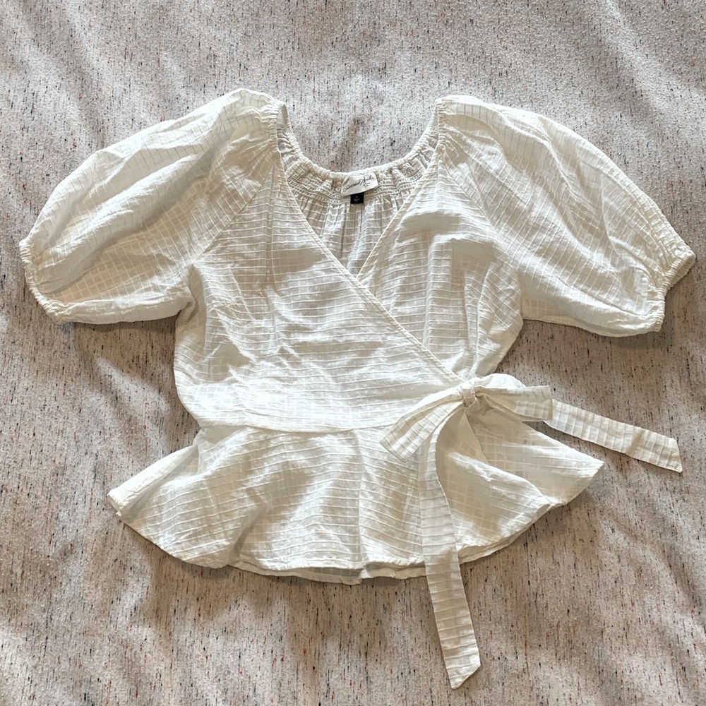 Poplin surplice blouse